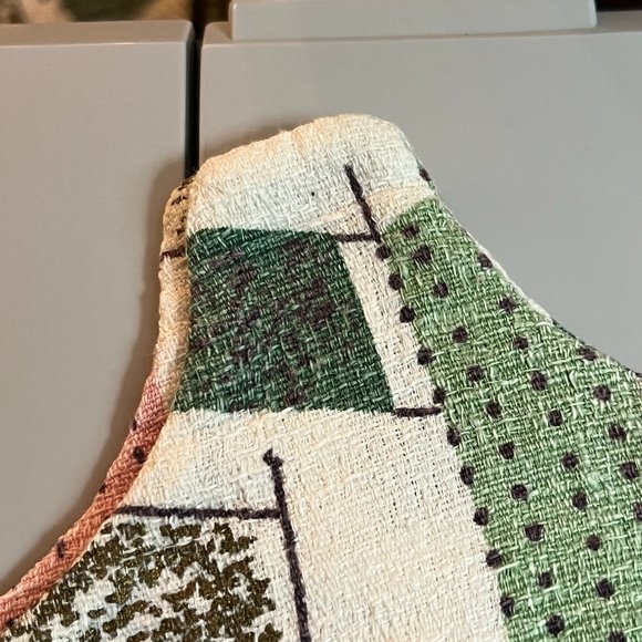 Mid-Century Bark Cloth Cafe Curtain Set - Picture 11 of 12